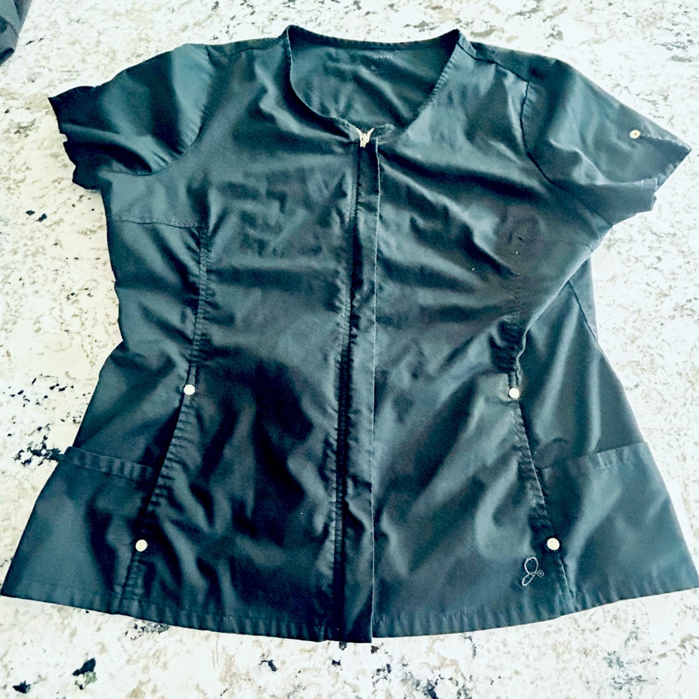Jaanuu Black Zip-Up Short Sleeve Top